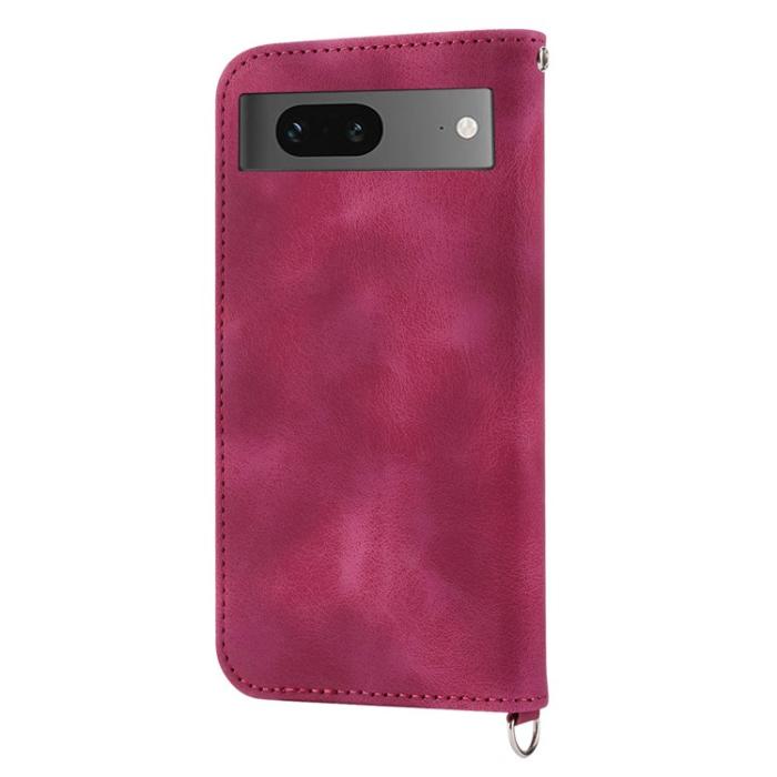 A-One Brand - Google Pixel 7 Plånboksfodral Imprinted Flower - Vinröd