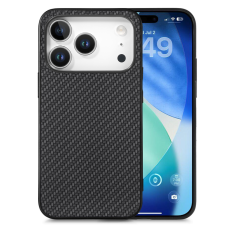A-One Brand - iPhone 17 Pro Max Mobilskal Carbon Fiber PU Läder - Svart