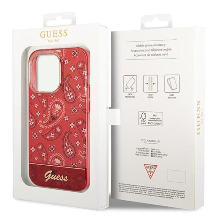 Guess - GUESS iPhone 14 Pro Max Skal Bandana Paisley - Röd