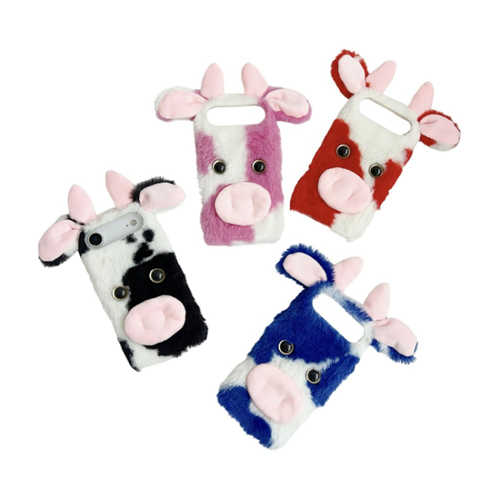 A-One Brand - iPhone Air Mobilskal Fluffy Cute Cow Plush TPU - Blå