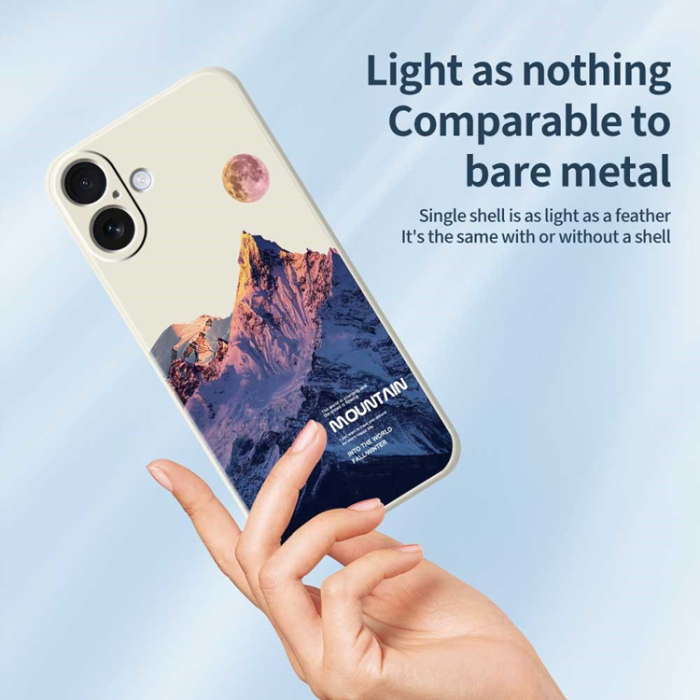 A-One Brand - iPhone 17 Mobilskal Blue Snow Mountain Pattern TPU - Lila