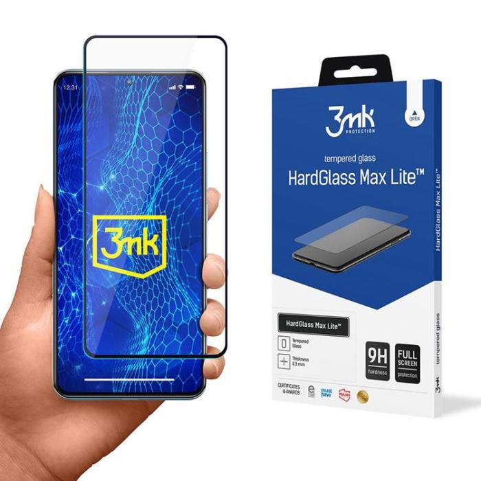 3MK - 3mk Xiaomi 12T Pro Härdat Glas Skärmskydd Max Lite - Svart