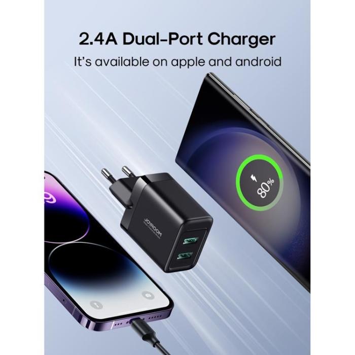 Joyroom - Joyroom Nätladdare 2xUSB-A 12W 2.4A - Svart