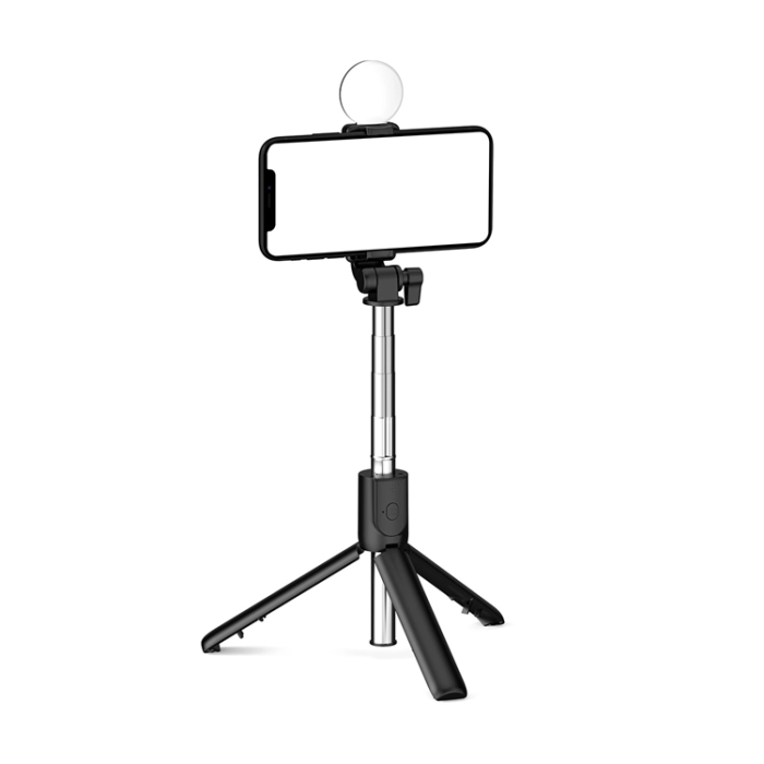 OEM - Selfie Stick WH1YXS Telescopic Tripod 1m med Rund Lampa Svart