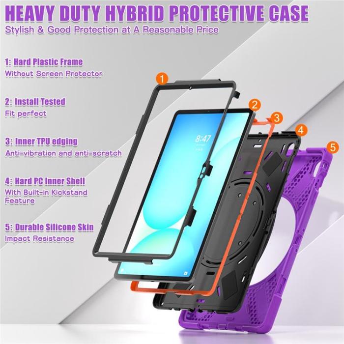 A-One Brand - Galaxy Tab S10 FE Plus Skal Kickstand Handle Grip - Lila