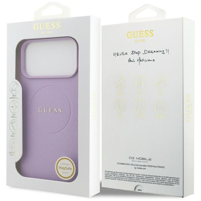 Guess - Guess iPhone 17 Pro Max Mobilskal MagSafe Grained Ring - Lila
