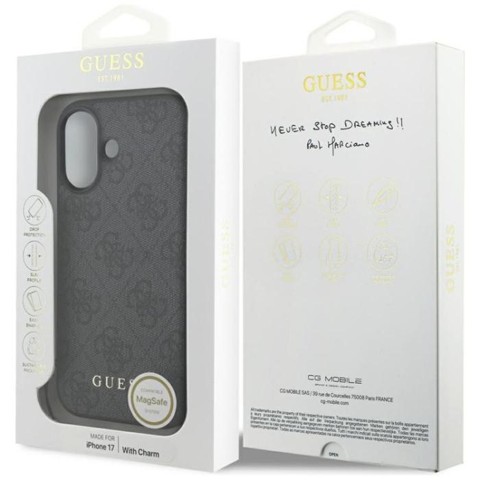 Guess - Guess iPhone 17 Mobilskal MagSafe 4G Charms Collection - Svart