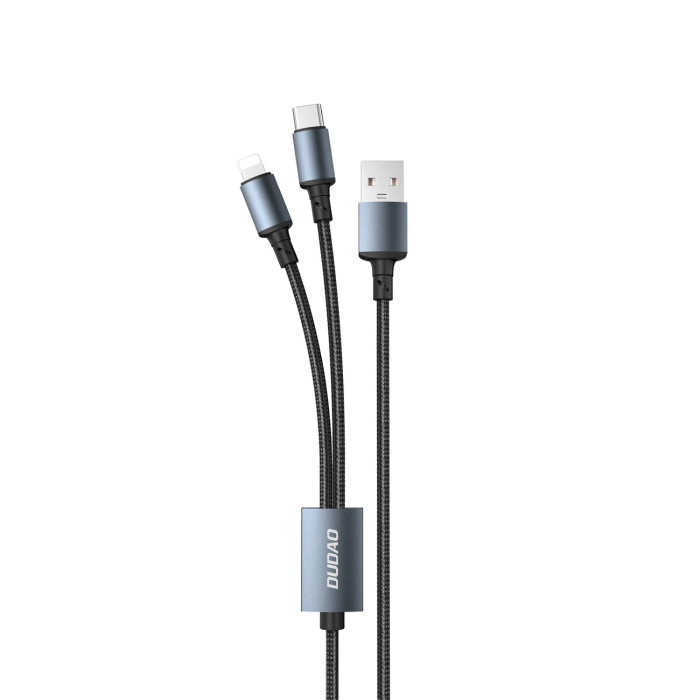 Dudao - Dudao 2in1 USB-A/USB-C/Lightning Kabel 6A 1.2m - Svart