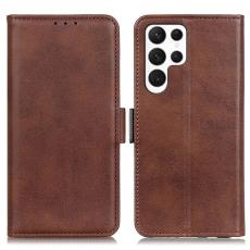 OEM - Mobilskal till Samsung Galaxy S26 Ultra St&auml;ll Cowhide Textur KonstL&auml;der - Brun
