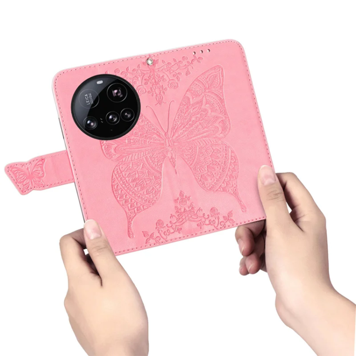 A-One Brand - Xiaomi 15 Ultra Plånboksfodral Butterfly Pattern - Rosa
