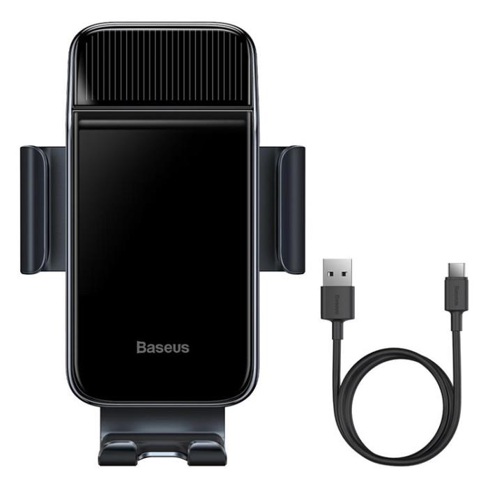 BASEUS - Baseus Elcykel Smartphone Hållare Integrerad Solpanel 150mAh - Svart