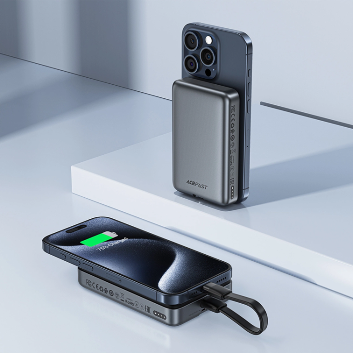 Acefast - Acefast Powerbank 10000mAh M10 Magnetic 2x USB-C PD 30W - Svart