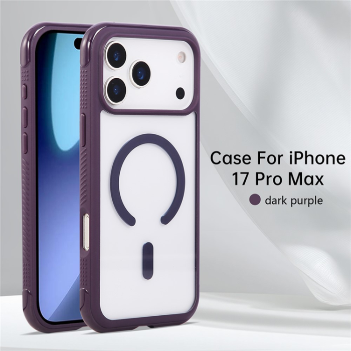 A-One Brand - iPhone 17 Pro Max Mobilskal MagSafe TPU+PC Transparent - Mörklila
