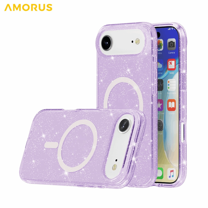 AMORUS - AMORUS Mobilskal till iPhone Air Magsafe Glitter Powder PC + TPU - Lila