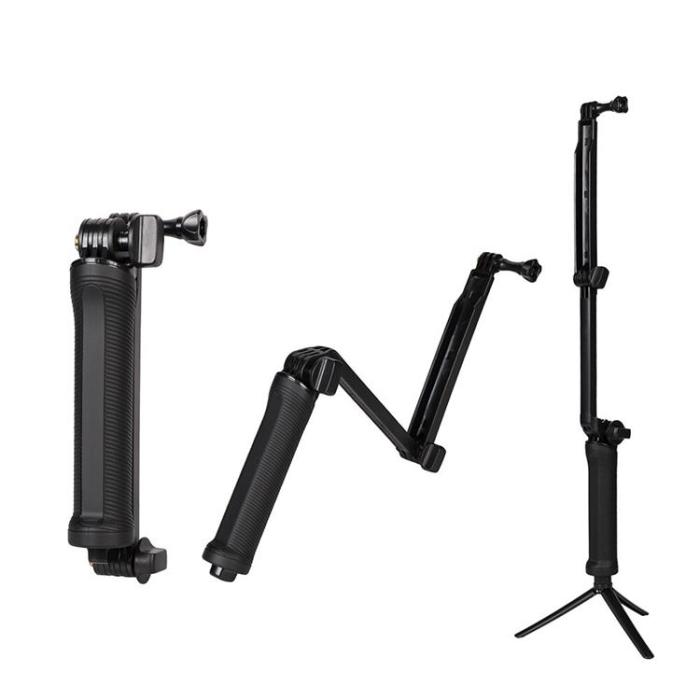 OEM - 3IN1 Go Pro Monopod Tripod Med Selfie Hållare - Svart