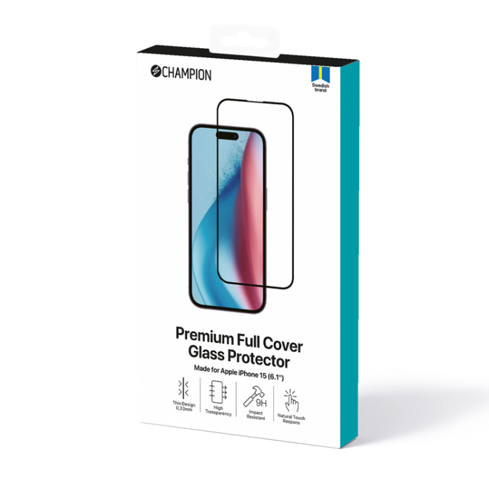 Champion - CHAMPION iPhone 15 Härdat Glas Skärmskydd