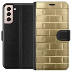 Gustaf - Pl&aring;nboksfodral till Samsung Galaxy S21 med Gyllene Murstenar