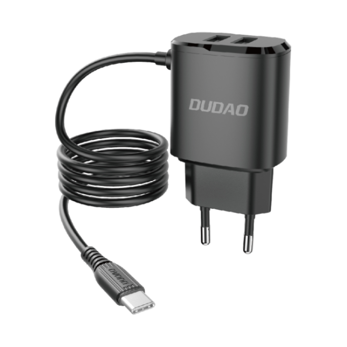 UTGATT1 - Dudao Väggladdare 2x USB-C Kabel 12 W - Svart