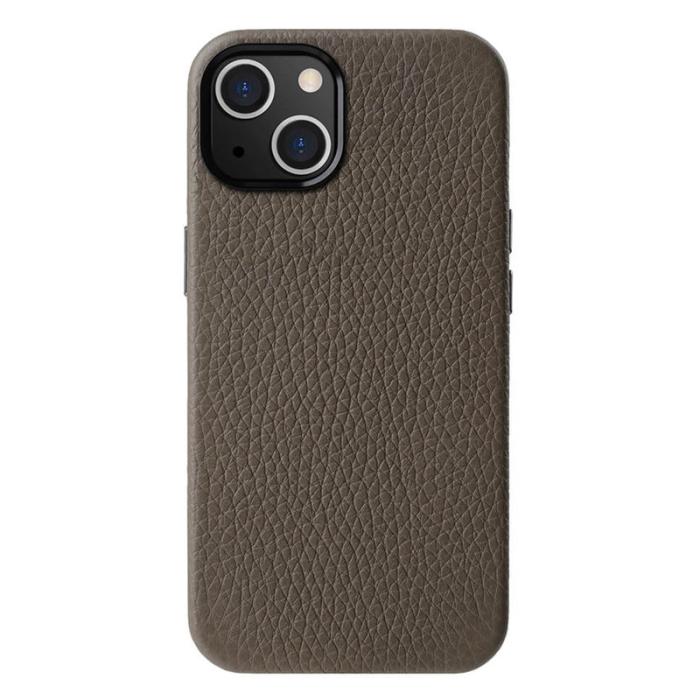 Melkco - MELKCO iPhone 14 Magnetisk BakMobilskal Äkta Läder + PC - Grå