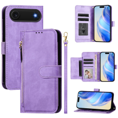 A-One Brand - iPhone 17 Air Plånboksfodral Zipper Pocket Läder - Lila