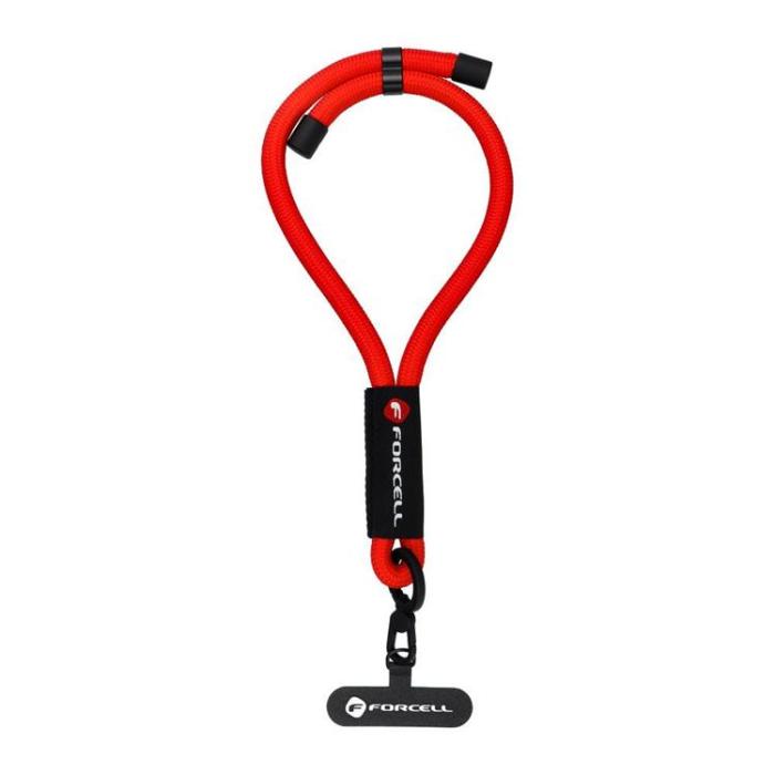 Forcell - Forcell Handled Mobilrem Lanyard med Justerbar Längd - Röd