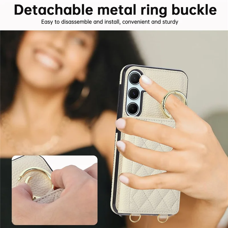 Galaxy A36 5G Mobilskal Korthållare Kickstand Rhombus - Beige | 2353 | AlltMobil