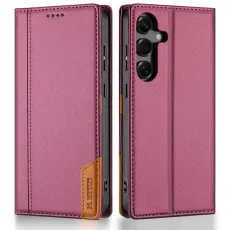 N.BEKUS - N.BEKUS P3 F&ouml;r Samsung Galaxy S26 Konstl&auml;der Pl&aring;nboksfodral RFID-Skydd - Vinr&ouml;d