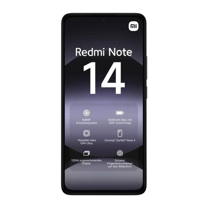 Xiaomi - (NY) Xiaomi Redmi Note 14 6GB/128GB 4G - Midnatts Svart