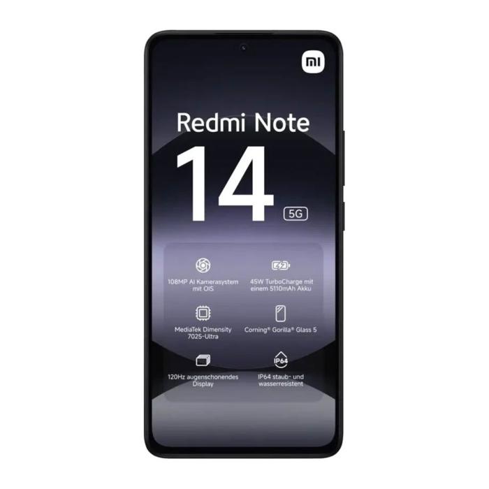 Xiaomi - (NY) Xiaomi Redmi Note 14 8GB/256GB 5G - Midnatts Svart