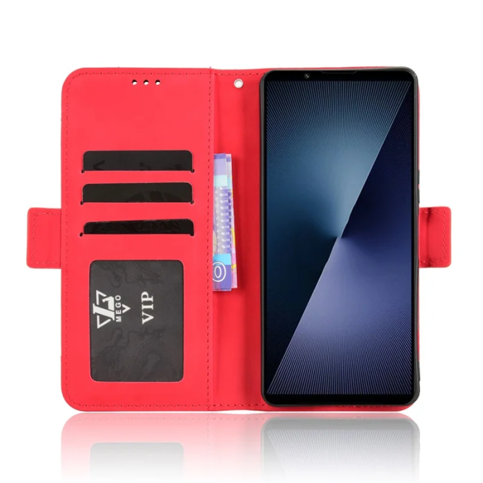 A-One Brand - Sony Xperia 1 VII Plånboksfodral Läder - Röd