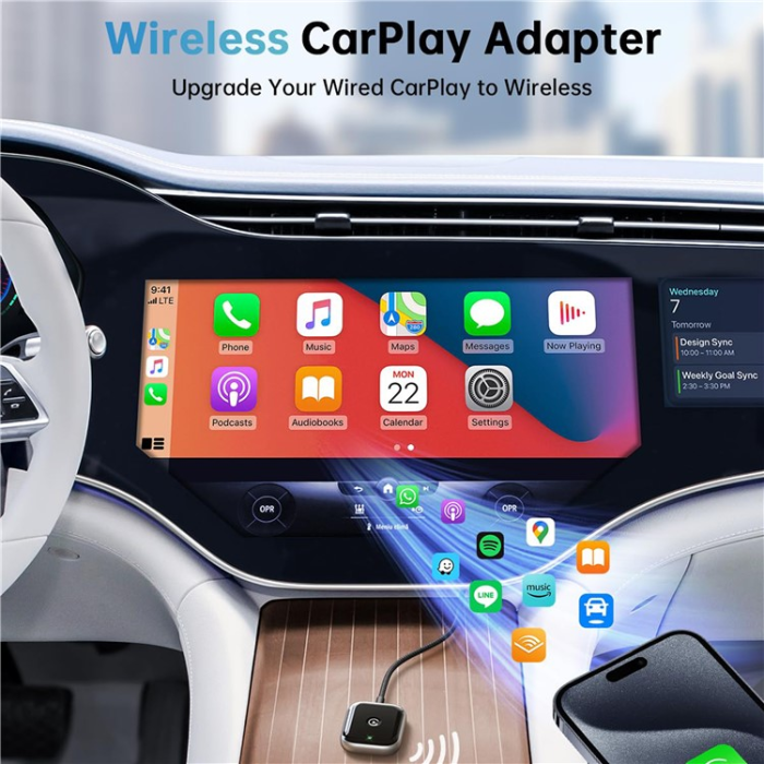 A-One Brand - CarPlay Trådbunden Trådlös Adapter Dongle - Svart