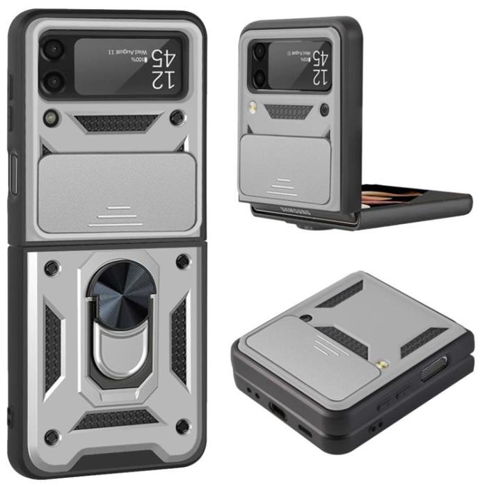 A-One Brand - Galaxy Z Flip 4 Skal Ringhållare Kickstand - Silver