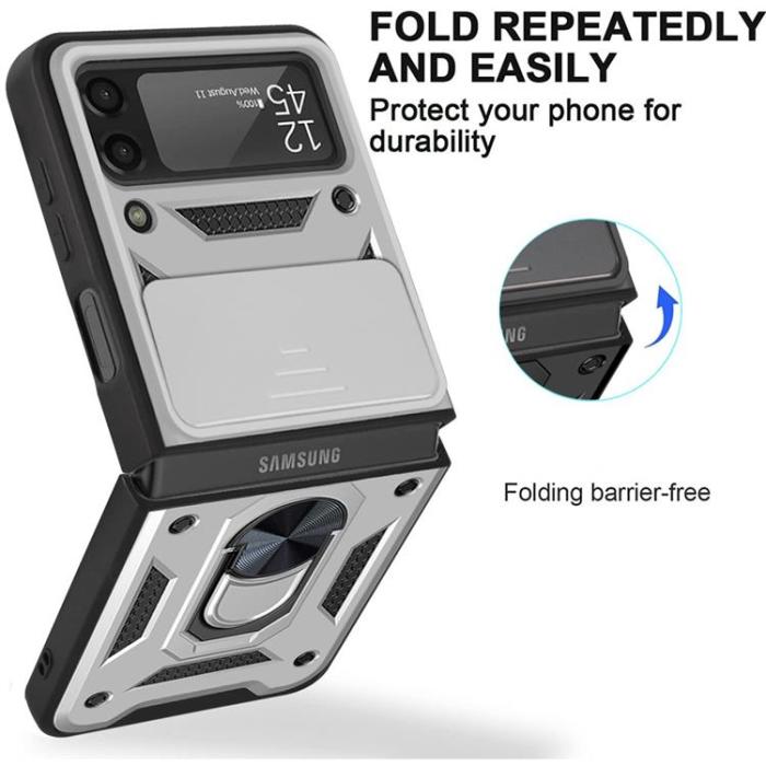 A-One Brand - Galaxy Z Flip 4 Skal Ringhållare Kickstand - Silver