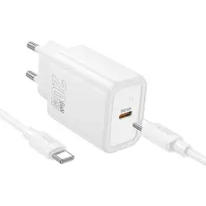 Hoco - HOCO V&auml;ggladdare USB-C 20W USB-C/Lightning Kabel PD QC N60 Vit