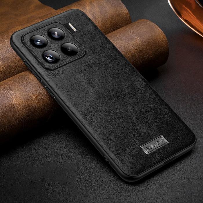 SULADA - SULADA Mobilskal till Xiaomi 15 Pro PU Läder + TPU + PC Bak - Svart