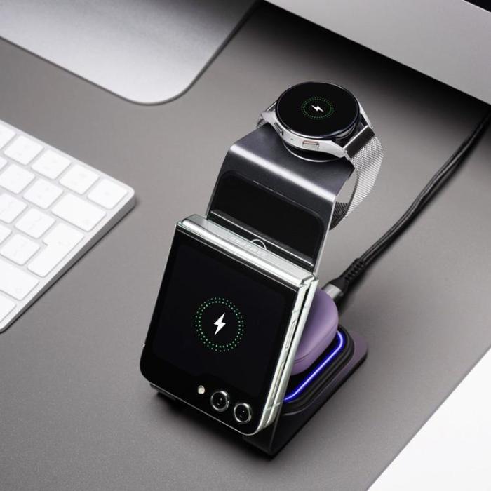 Puro - Forcell 3in1 Trådlös Laddare Mobil, Hörlurar, Apple Watch/Samsung Watch