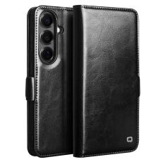 QIALINO - Qialino Mobilfodral f&ouml;r Samsung Galaxy S26 Plus &Auml;kta l&auml;der med kortfack - Svart