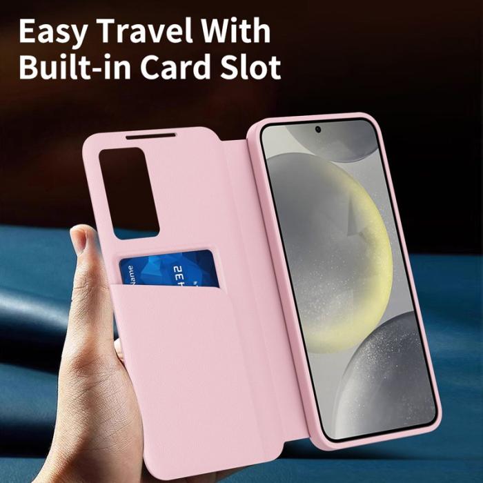 OEM - Mobilfodral för Samsung Galaxy S26 Plus Konstläder med kortfack - Rosa