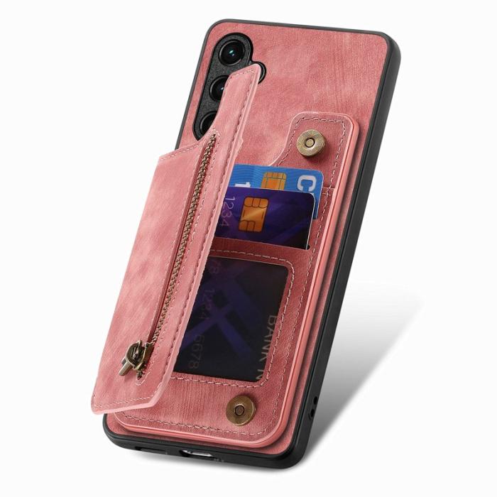 OEM - Mobilfodral för Samsung Galaxy S26 Plus Konstläder med kortfack - Rosa