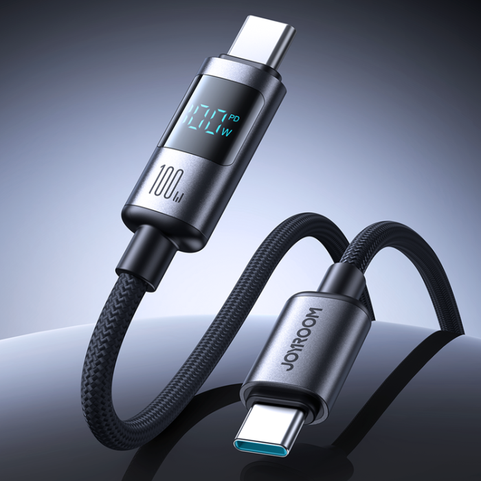 Joyroom - Joyroom USB-C - USB-C kabel 100W 1.2m med Display - Svart