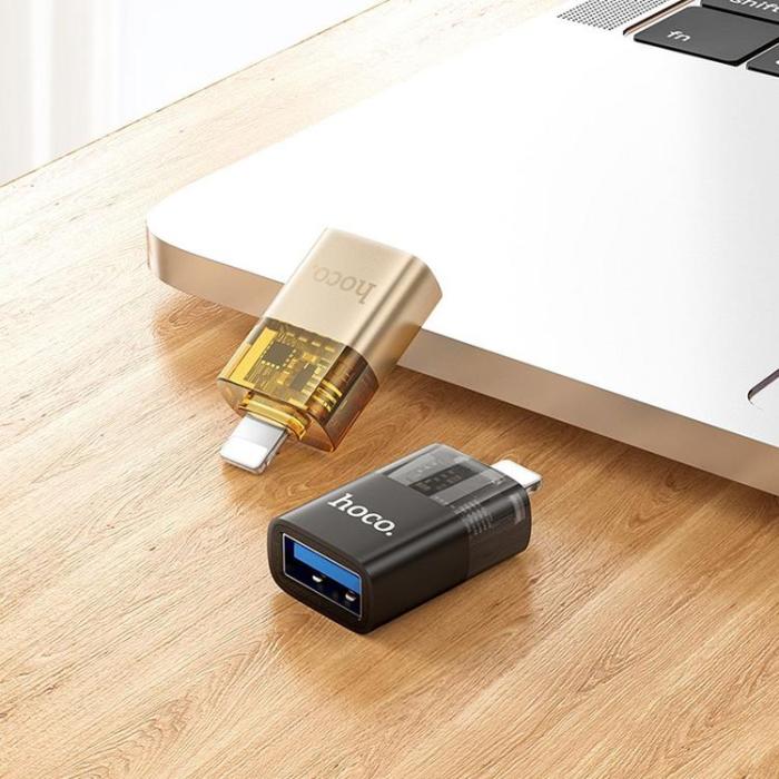 Hoco - Hoco USB-A Till Lightning Adapter UA36 - Svart