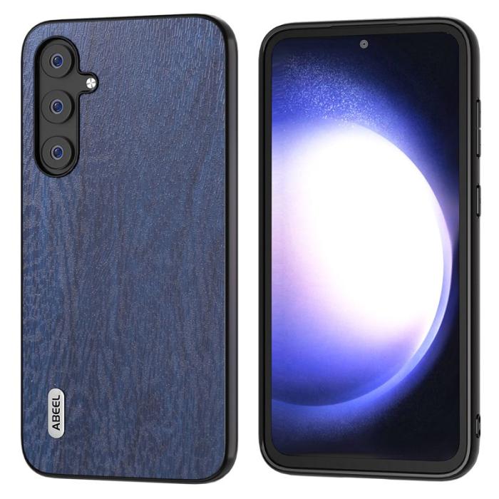 ABEEL - ABEEL Mobilskal till Samsung Galaxy S23 FE i trälook PU Läder Blå