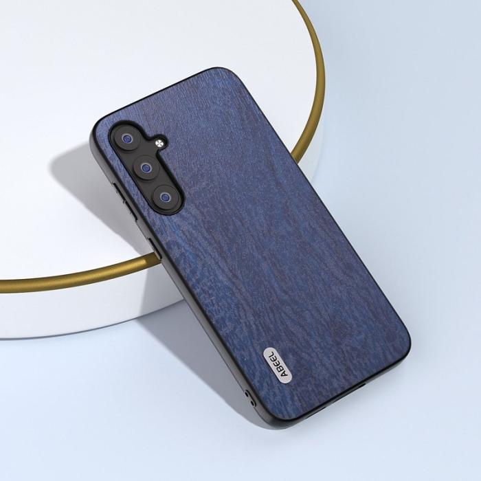 ABEEL - ABEEL Mobilskal till Samsung Galaxy S23 FE i trälook PU Läder Blå