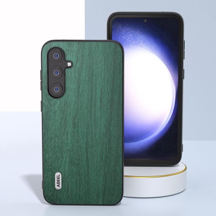 ABEEL - ABEEL Mobilskal till Samsung Galaxy S23 FE i trälook PU Läder Grön