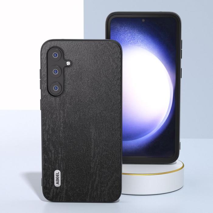 ABEEL - ABEEL Mobilskal till Samsung Galaxy S23 FE i trälook PU Läder Svart