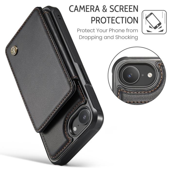 Caseme - CASEME C22 iPhone 16e Fodral Konstläder med RFID, Svart