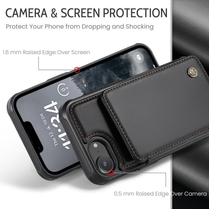Caseme - CASEME C22 iPhone 16e Fodral Konstläder med RFID, Svart