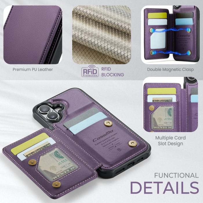 Caseme - CASEME C22 iPhone 17 Fodral med RFID-Skydd 5 Kort Lila