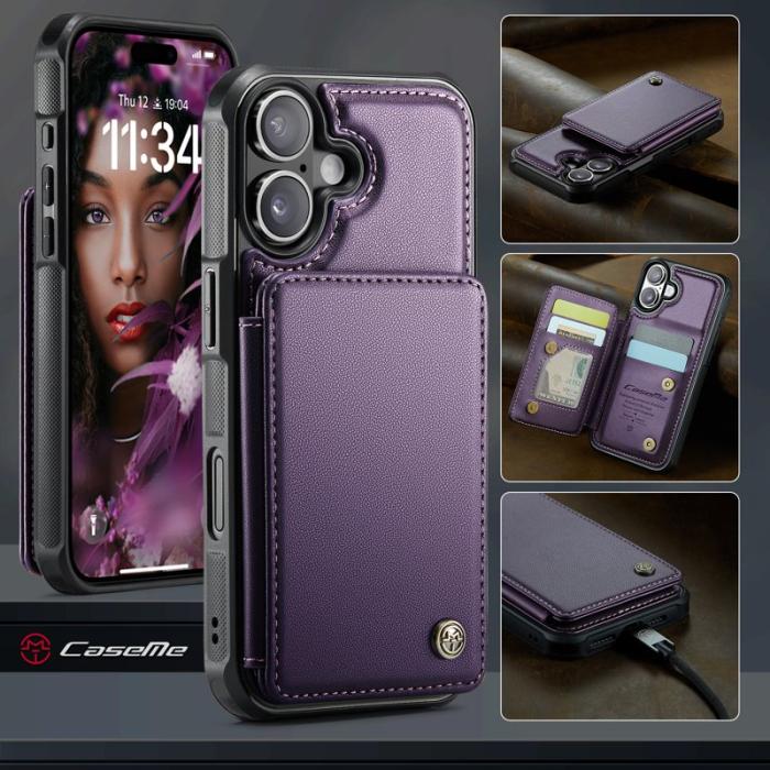 Caseme - CASEME C22 iPhone 17 Fodral med RFID-Skydd 5 Kort Lila