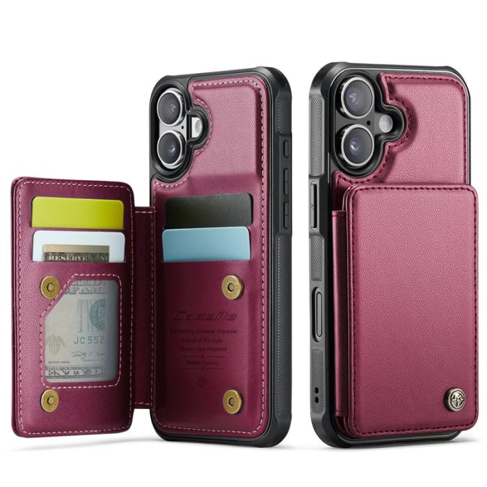 Caseme - CASEME C22 iPhone 17 Fodral med RFID-Skydd 5 Kort Röd